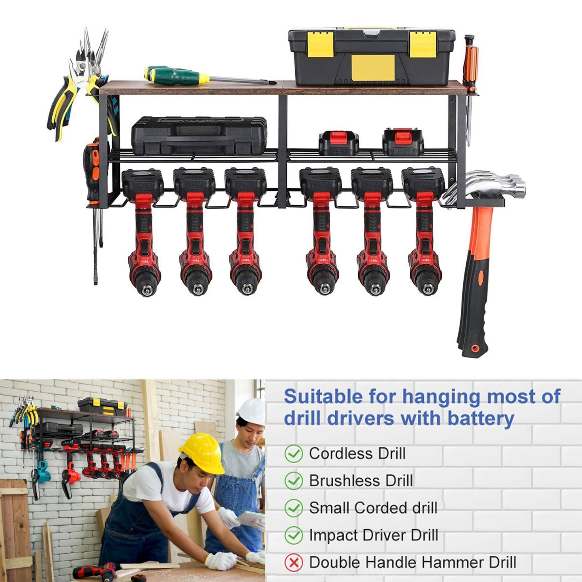 NEX™ 29" Wood Grain Power Tool Organizer Wall Shelf